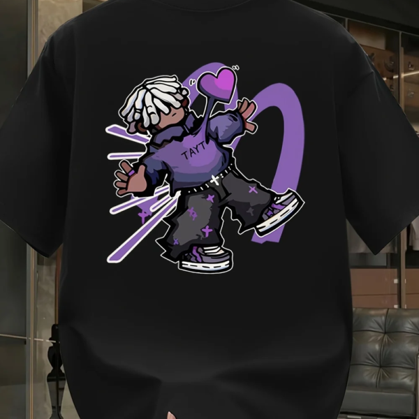 Men’s Heavyweight Cotton T-Shirt – Purple & White Lettering Graphic