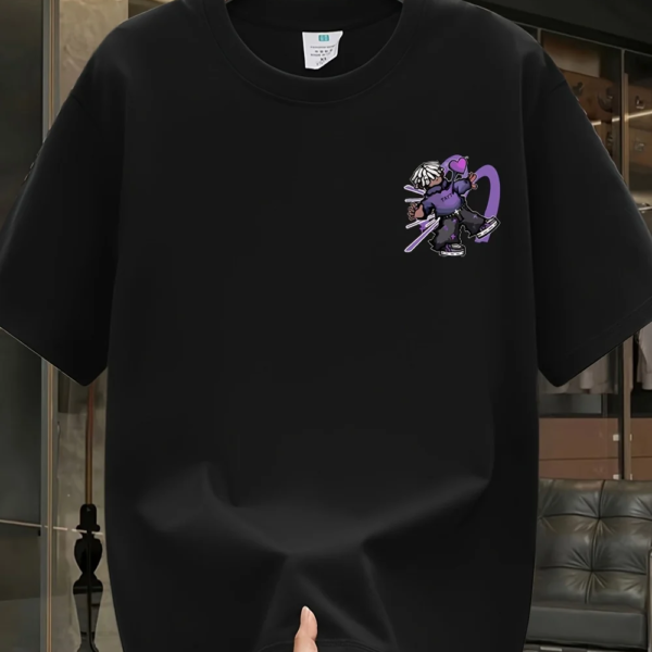 Men’s Heavyweight Cotton T-Shirt – Purple & White Lettering Graphic – JecJac (3)