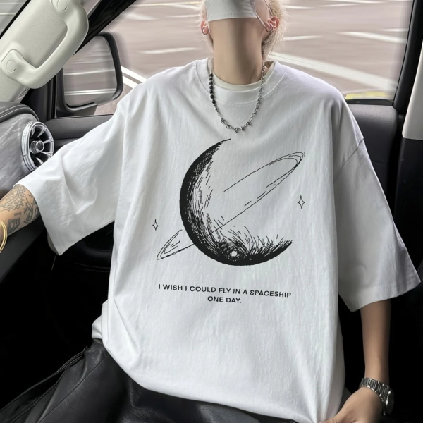 Men’s Moon & Stars Tee – 100% Cotton, Summer Loose Fit – JecJac (1)