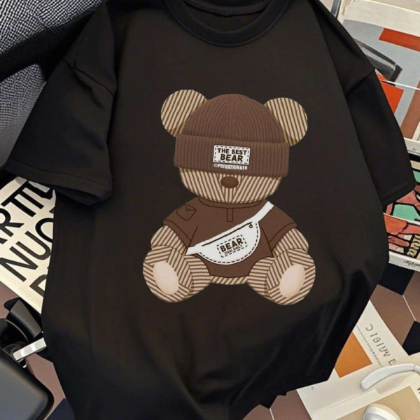 Men’s Relaxed Fit Cotton Teddy Bear Graphic T-Shirt – Summer Streetwear Tee – JecJac (2)