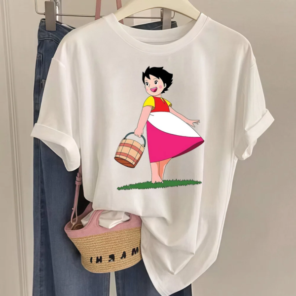 Women’s 100% Cotton Summer T-Shirt – Playful Pastoral Print – JecJac (1)