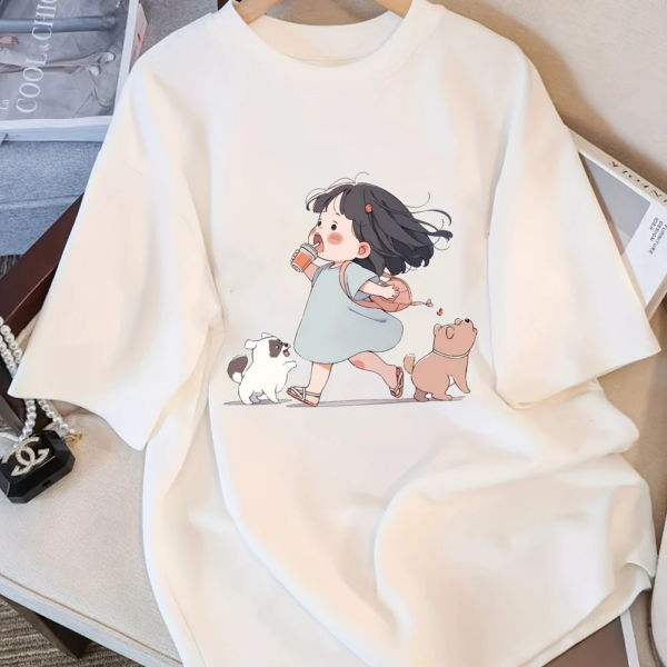 Y2K Women's Cartoon Print Slim Fit Crew Neck T-Shirt